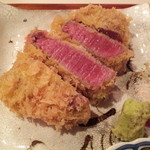 おにく 花柳 - 12.11.19 仙台牛のレアカツ・梅肉醤油・山葵塩