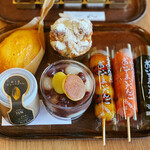 夢菓房たから - おかわり① スイートポテトが美味しかった。お団子は明太子と醤油で塩気が染みる