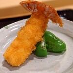 勢麟 - 念願の巨大赤座海老フライ、自家製タルタルソースでいただきます。甘い！旨い！もう何もいえね～(笑)