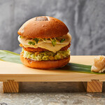 Konbu-jime fish burger