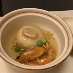 Kisoji - 松茸のせ蓮根饅頭とエビ