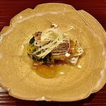 御料理 古川 - 炙り魳と菊菜菊花のお浸し
