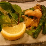割烹　梅津 - つぶ貝とアスパラのバター炒め