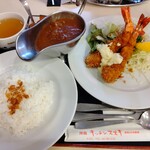 キッチンスズキ - カレーライスセット（海老フライ2尾、辛口ビーフカレー）［1,400円］