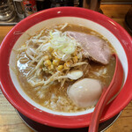 手打ち極太麺　ジョニーの味噌 - ジョニーの味噌　味玉大盛り