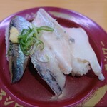 スシロー - 「天然魚3貫盛り 3貫 165円(いわし・炙り太刀魚・ひらめ)」165円