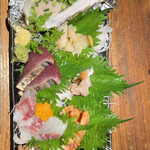 魚～ずまん - 刺身７点盛（ハーフ・サイズ）好きなネタをメニューから選べるのが嬉しい！