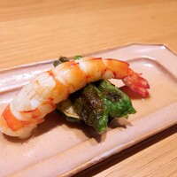 わたべ - ⚫車海老のソテー　お通しがまたまた良いのよ～一級品ですぞ。