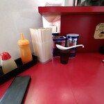 ラーメン二郎 - 角席です、涼し～～