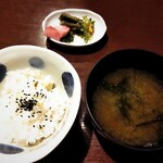 珠玉や - 最後はご飯(雪若丸)と味噌汁、漬物