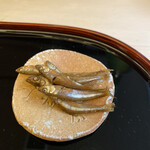 山玄茶 - 大将からのおまけ。ワカサギの山椒煮。稚魚だから柔らかい♡余呉湖でとれたのかな(*´艸`*)