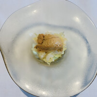 リストランテ ペガソ - 石垣貝と金糸瓜　枝豆のピューレと生うに