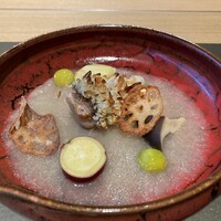 KIZAHASHI - 甘鯛鱗焼き　蕪すり流し　大黒占地　銀杏