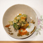 うを徳 - 2021.10 吉野川天然鰻・くらげ・柿・胡瓜の胡麻和え