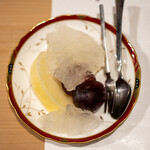 うを徳 - 2021.10 デザート盛り（小布施林檎「秋映」、長野ピオーネ、林檎ゼリーのシャーベット）