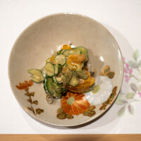 うを徳 - 2021.10 吉野川天然鰻・くらげ・柿・胡瓜の胡麻和え