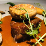 銀座 レカン - 北海道産黒毛和牛フィレ肉のポアレ　アマレット風味の南瓜　フランス産秋トリュフ　ジャンボマッシュルーム　ソースシャスール