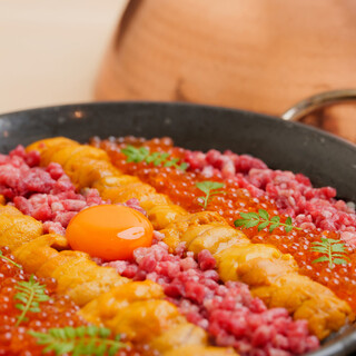 "The ultimate beauty rear - sea urchin, salmon roe, wagyu beef"