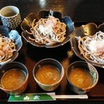 本手打そば 山楽 - 『越前おろしそば三昧』おろしそば三皿　