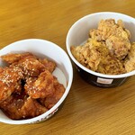 NENE CHICKEN - 右：スノーウィングチキン（チーズ味）（4ピース）…税込640円　左：ヤンニョムチキン（4ピース）…税込640円