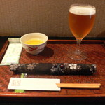 手打ち蕎麦 にはち - まずはビールでクールダウン