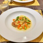 Trattoria ENZO - ④肉料理・豚ロースのミルフィーユと野菜のソテー。