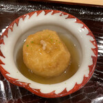 勢麟 - 車海老の身を練り込んだ里芋饅頭　バクダン　海老で採った出汁の餡掛け