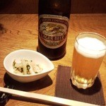 Totoraku - 中瓶ビール＋お通し