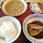 岡山原尾島食堂 - 豚汁、ごはん、さばの煮付け、冷奴　合計726円