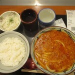 丸亀製麺 - トマたまカレーうどん並と天丼用白ごはん