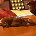 すし人 三篤 - さっきのあん肝と奈良漬けを握りにして