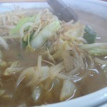 中華料理 ひろや - 野菜てんこ盛りの味噌ラーメン　アップ　　ピンボケでは無くて湯気です（笑）