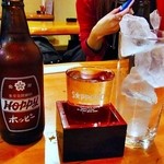 15984484 - ナカ（焼酎）が、升付きビアタンの表明張力まで！