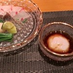 おく村 - 鯛刺身　白子ポン酢で