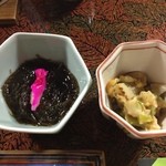 常盤館 - 先付け・ほたて煮・もずく