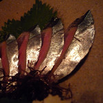 酒盃 - 秋刀魚刺し　ズームアップ