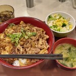 Sukiya - 牛あいがけ麻婆丼(ご飯大盛)サラダセット