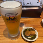 Isaribi Kumano - 生ビールとお通し