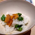 温石 - 万願寺の香りを楽しむ、唐墨ご飯。