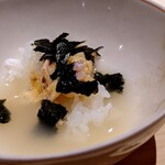 温石 - ハタのハラスを炭火で炙って、出汁茶漬け♡　今回4杯目いきました！