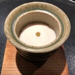 薪鳥新神戸 - あおさ入り茶碗蒸し（兵庫県 松風地鶏 白子のソース）