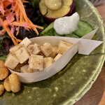 アルプスごはん - 朝のアルプスごはん(\1,200) 高野豆腐のえびゴマ味噌あえwith経木