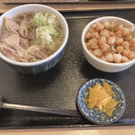 そば処　かつら - 料理写真:冷たい肉そばのランチセット(並)¥980