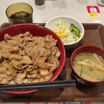 Sukiya - にんにくゴマだれ豚丼(期間限定)メガ+サラダセット