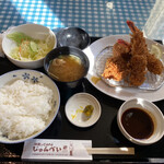 youshokutokafejumpei - メンチかつと海老フライの盛り合わせ定食