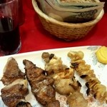 もつ焼き ようちゃん - 上タン、ハラミ、パイプ、鶏皮