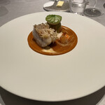 ASAHINA Gastronome - 甘鯛＆阿寒湖のエクルヴィス　野菜のタブレを花ズッキーニに詰め、ソースナンチュアを現代的解釈で