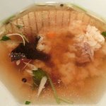 鴨シャブ 竹亭 - 鴨らーめん(モモ) 1000円 の極上鴨出汁スープの鴨雑炊