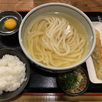 うどん処 重己 - ランチセット（冷かけ+鯛ちくわ天+卵かけご飯）