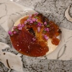 日本料理 柳燕 - 気仙沼の鰹に茗荷の摺り流しとポン酢のジュレ